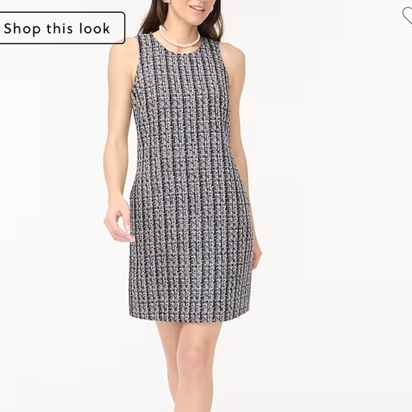 J Crew Tweed Shift Dress Tweed Black Navy 14 - Picture 2 of 5